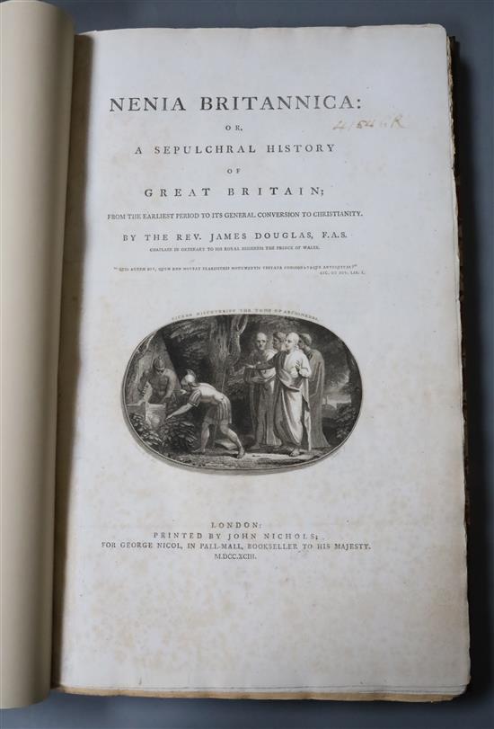 Douglas, James - Nenia Britannica: or, A Sepulchral History of Great Britain, 1st edition, folio, modern half